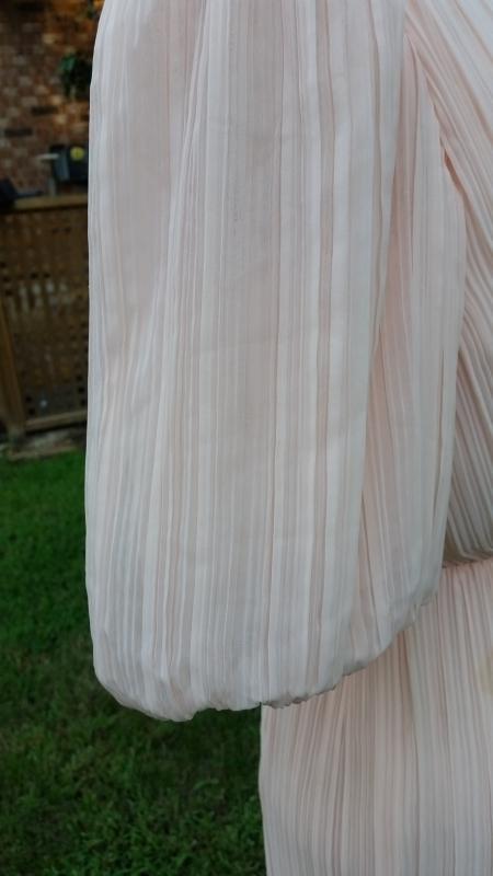 Vintage 70's Miss Elliette Pale Pink Crepe Chiffon Gown