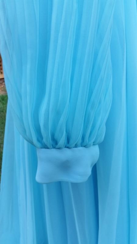 Vintage 70's Baby Blue Crepe Chiffon Evening Gown