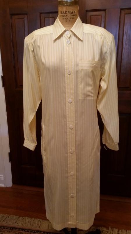 Vintage 1970's Gucci Yellow & White Striped Shirt Dress Size 38
