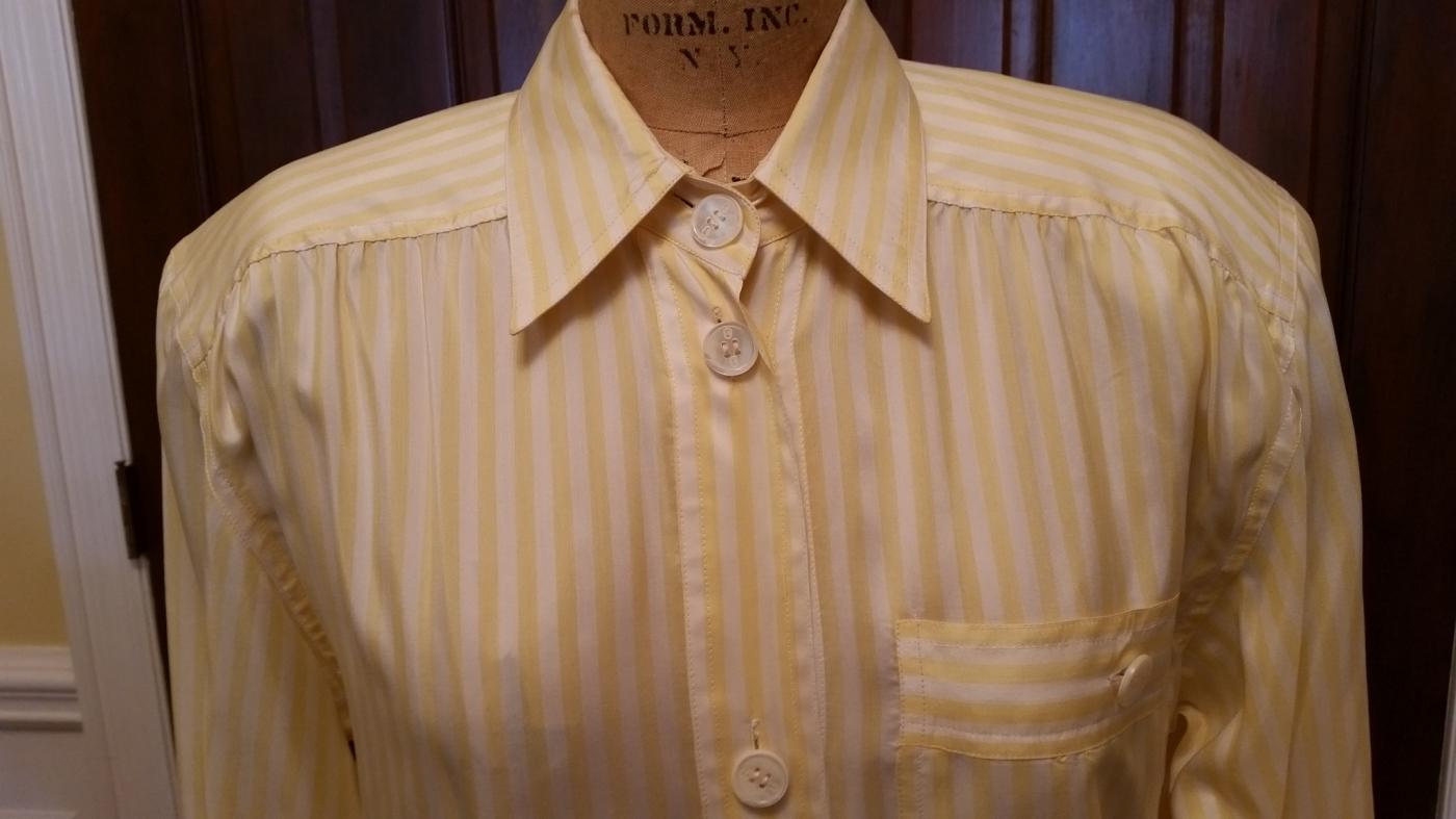 Vintage 1970's Gucci Yellow & White Striped Shirt Dress Size 38