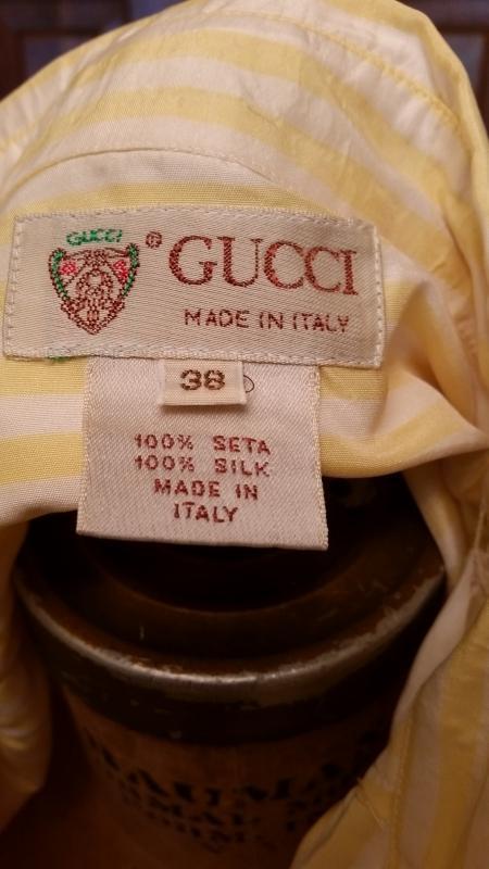 Vintage 1970's Gucci Yellow & White Striped Shirt Dress Size 38