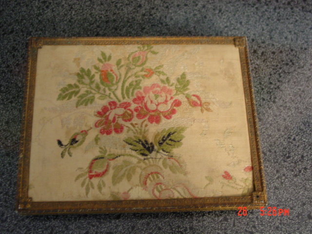 Green Lucky Strike Flat Fifties Cigarette Tin With Embroidered Silk Fitted Frame Lid