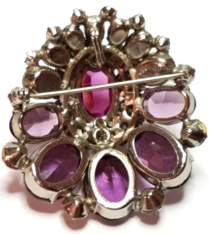 Schreiner Domed Amethyst Brooch/Pendant & Clip Earrings