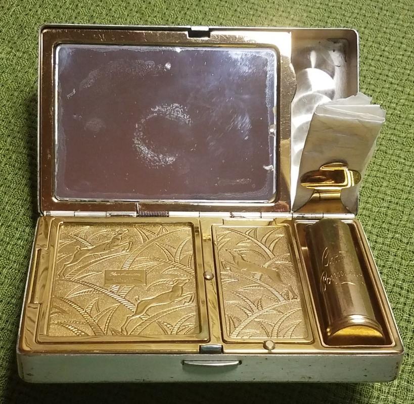 Elgin American Gold on Silver Carryall Compact Dance Purse Necessaire Minaudière