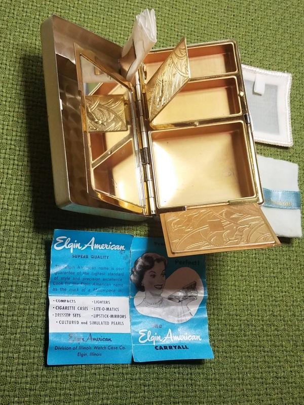 Elgin American Gold on Silver Carryall Compact Dance Purse Necessaire Minaudière