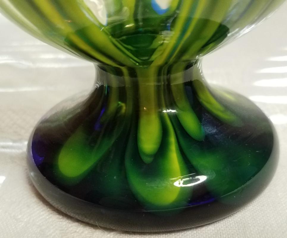 1920's Kralik Vaseline Glass Vase Bambus Decor