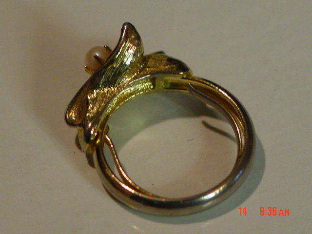 Adjustable Goldtone & Real Pearl Cocktail Ring