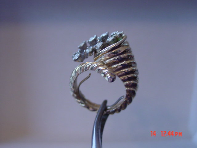 Gold Adjustable Cornucopia Clear Rhinestone Cocktail Ring