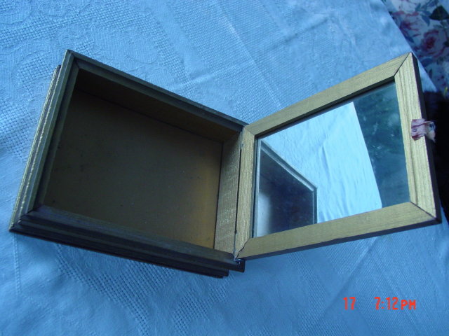 Gold Painted Wood Framed Rose Picture Jewelry Dresser Box