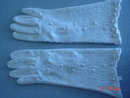 White Cotton Pearl Beaded Gloves by Invicta of Miami