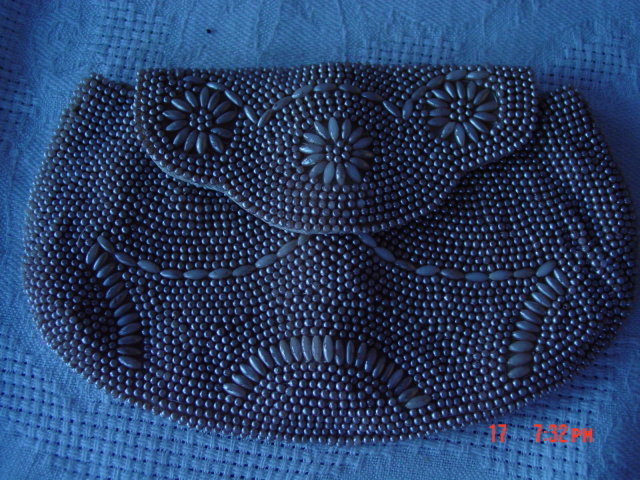 Vintage Imitation Pearl Bead Evening Clutch Bag Purse