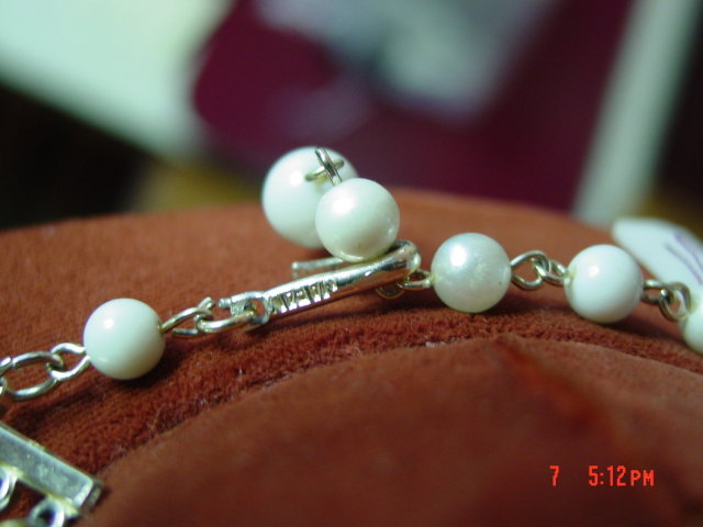 Vintage Japan 5 Strand Imitation Pearl & Black AB Rhinestone Necklace