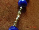 Trifari Navy & Gold Bead Necklace & Navy Enamel Clip Earrings Set