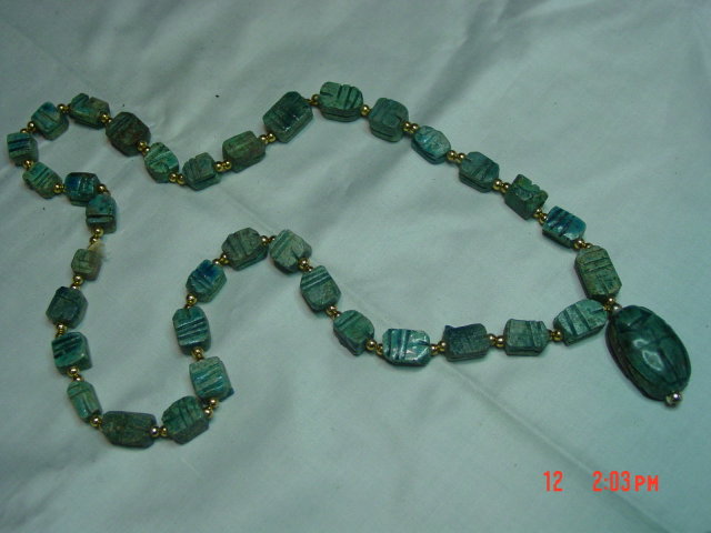 Egyptian Stone Scarab Necklace