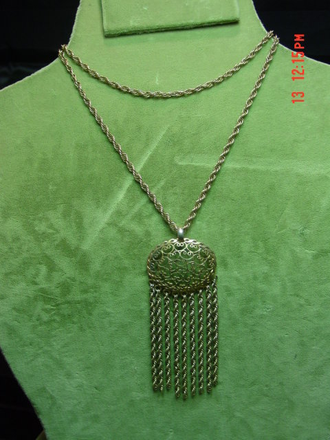 Vintage Gold Filled Filigree Pendant & Chain