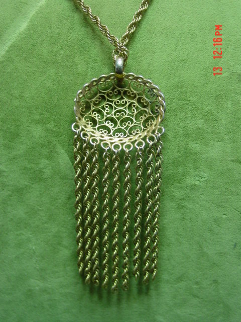 Vintage Gold Filled Filigree Pendant & Chain