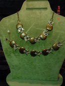 Chocolate Brown Thermoset Lucite Moonglow Choker Necklace & Bracelet