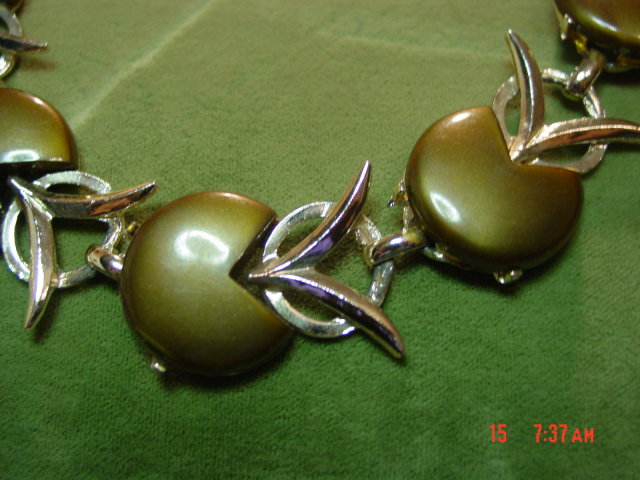 Chocolate Brown Thermoset Lucite Moonglow Choker Necklace & Bracelet