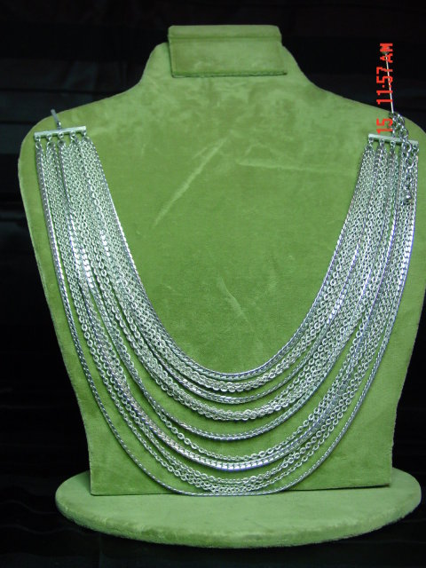 Vintage Western Germany 16 Strand Aluminum Chain Necklace