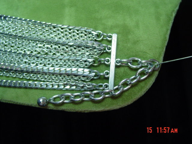 Vintage Western Germany 16 Strand Aluminum Chain Necklace