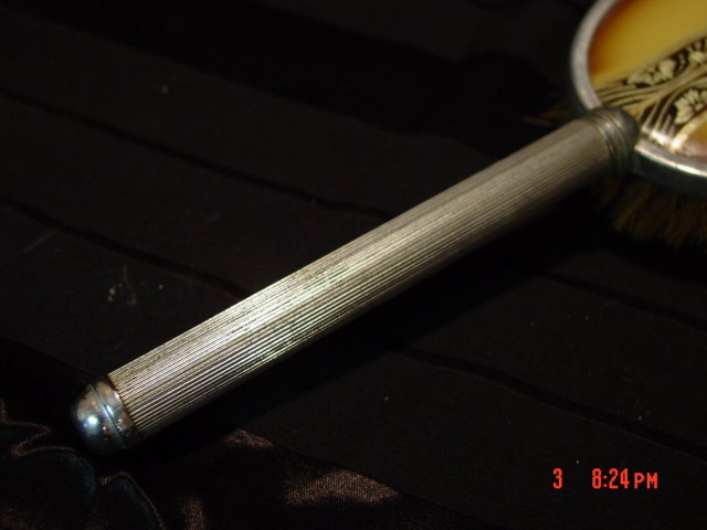 Vintage Art Deco Aluminum & Celluloid Hair Brush