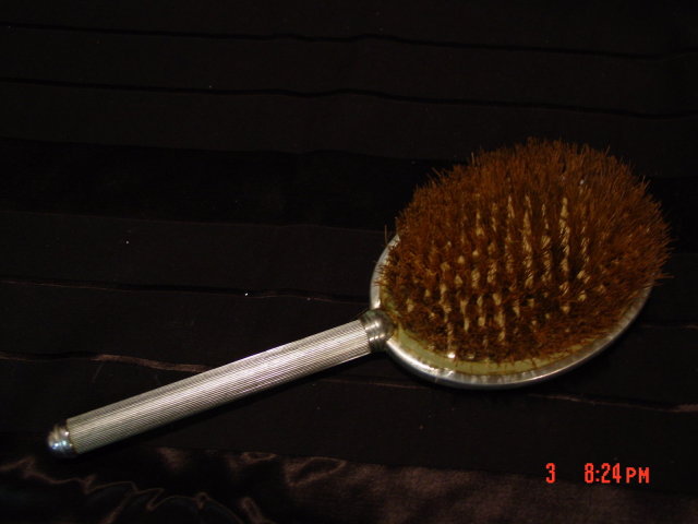 Vintage Art Deco Aluminum & Celluloid Hair Brush