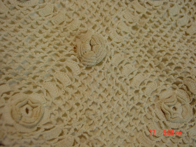 Antique Victorian Ivory Cotton Crocheted Drawstring Purse