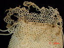 Antique Victorian Ivory Cotton Crocheted Drawstring Purse