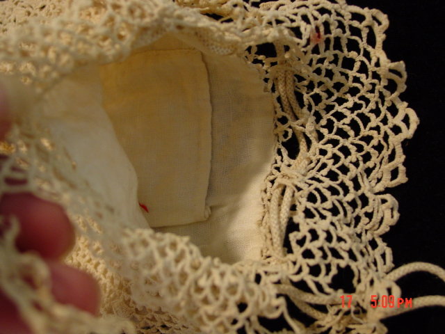 Antique Victorian Ivory Cotton Crocheted Drawstring Purse