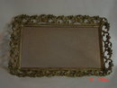 Vintage Ivory Washed Gold Repousse Mirror Vanity Perfume Tray