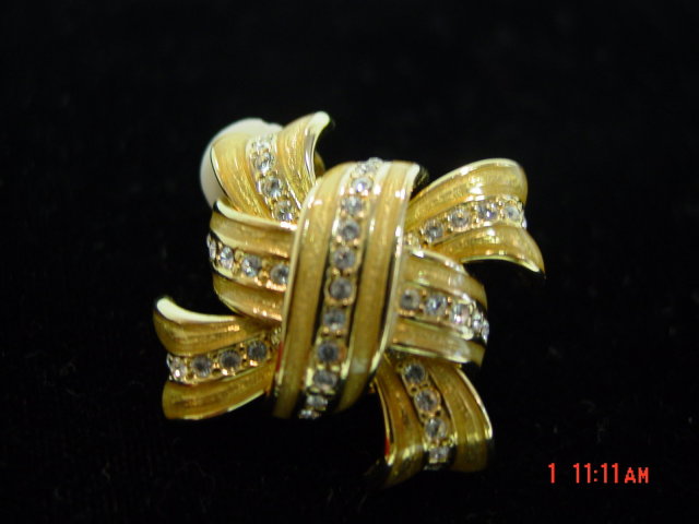 Erwin Pearl Gold & Cubic Zirconia Clip Earrings
