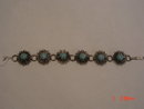 Vintage Silvertone Filigree Flower Bracelet with Pale Turquoise Colored Beads