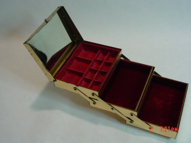 Vintage Gold Metal Accordian Stacking Jewelry Box