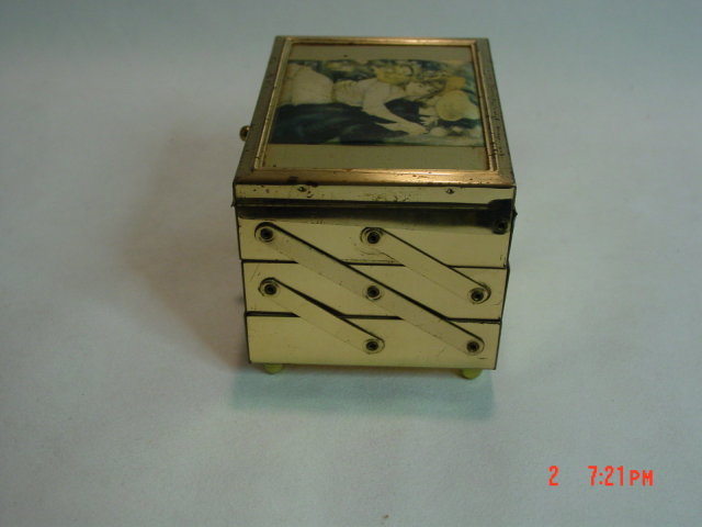 Vintage Gold Metal Accordian Stacking Jewelry Box