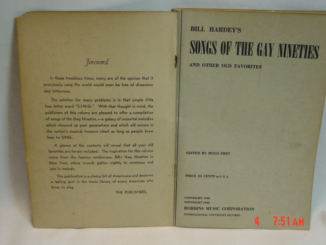 Bill Hardey's Songs of the Gay Nineties and Other Old Favorites