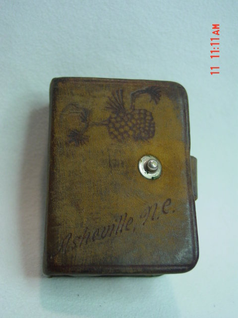 Antique Miniature 343 Cadets Ashville, NC, Souvenir Playing Cards in Leather Case
