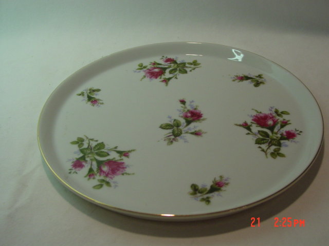 Lefton Moss Rose Round Dresser Tray or Cake Plate