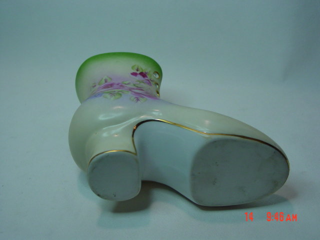 Large Hand Painted Porcelain Ladies Boot