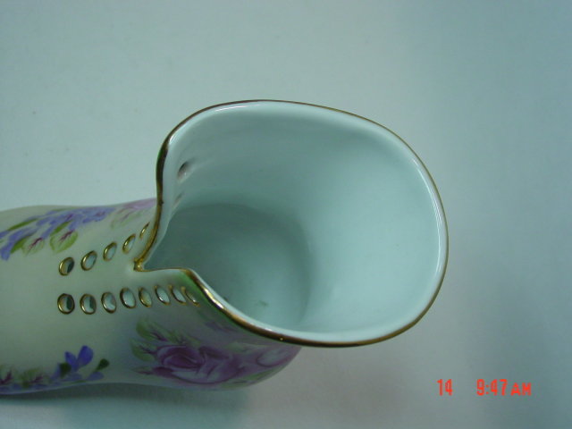Large Hand Painted Porcelain Ladies Boot