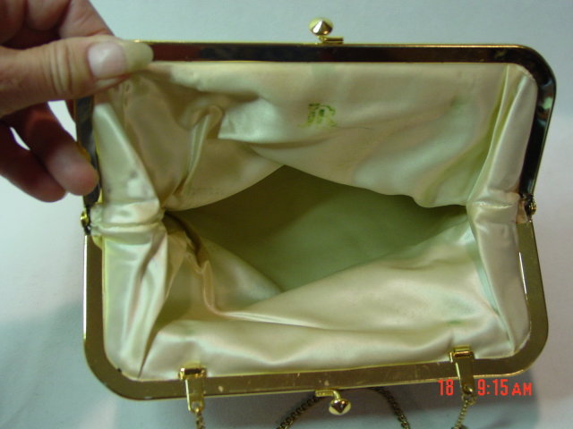 JR Black Satin Evening Bag Clutch Purse