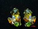 Weiss Rhinestone Clip Earrings - Fall Colors!