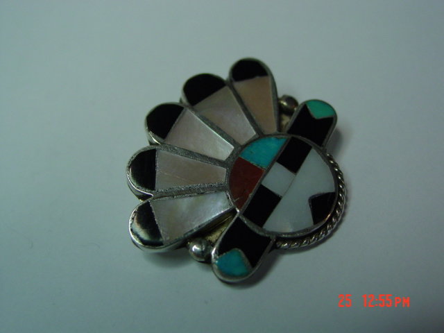 Sterling Zuni Indian Chief Pin