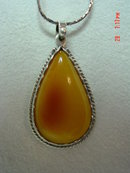 Tear Drop Shaped Honey Amber Sterling Pendant