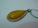 Tear Drop Shaped Honey Amber Sterling Pendant