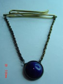 Kreiser Gold Plated Navy Blue Glass Tie Clip Bar
