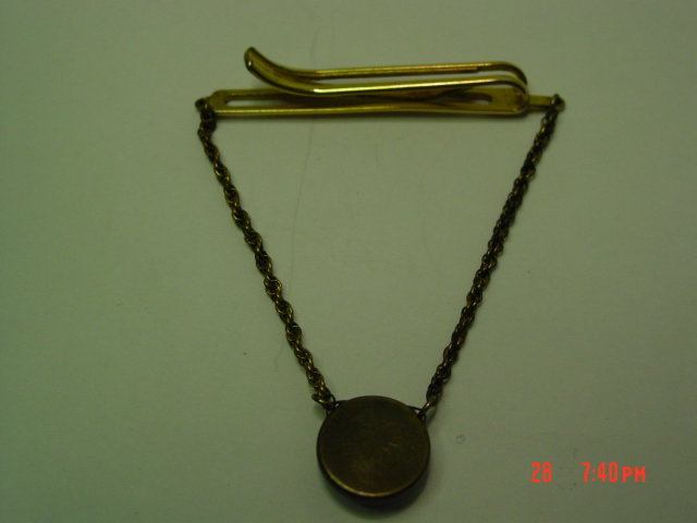 Kreiser Gold Plated Navy Blue Glass Tie Clip Bar