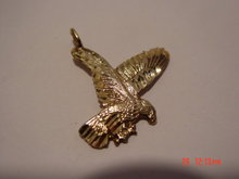 10K Gold Eagle Pendant Signed NF
