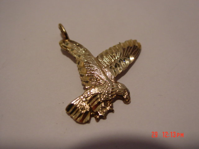 10K Gold Eagle Pendant Signed NF