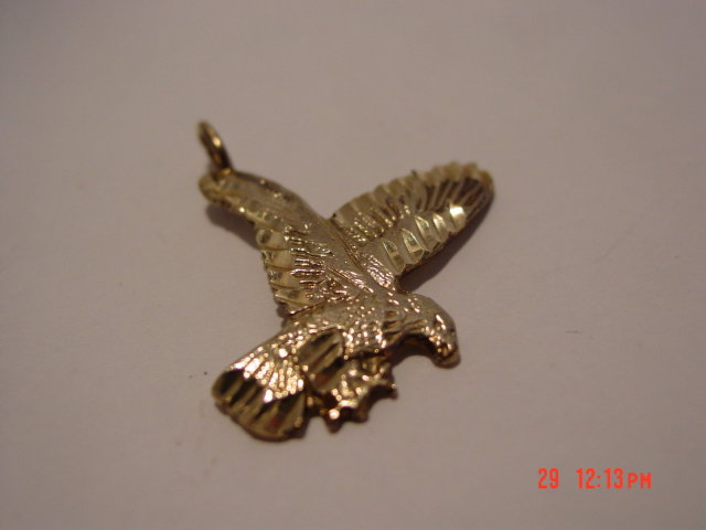 10K Gold Eagle Pendant Signed NF