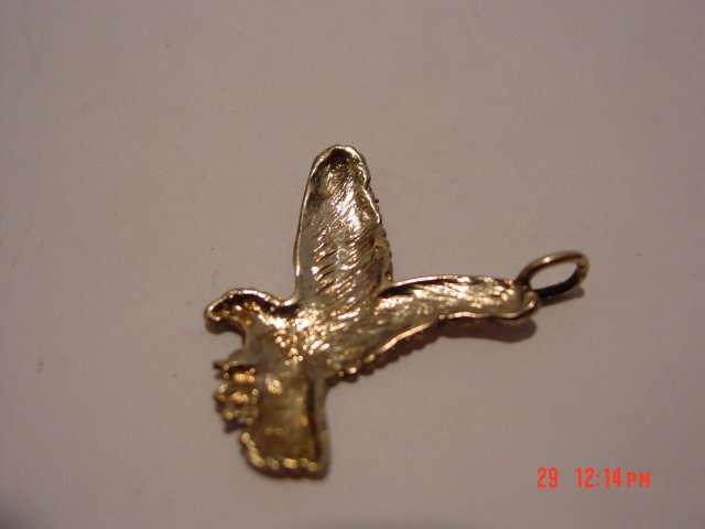 10K Gold Eagle Pendant Signed NF